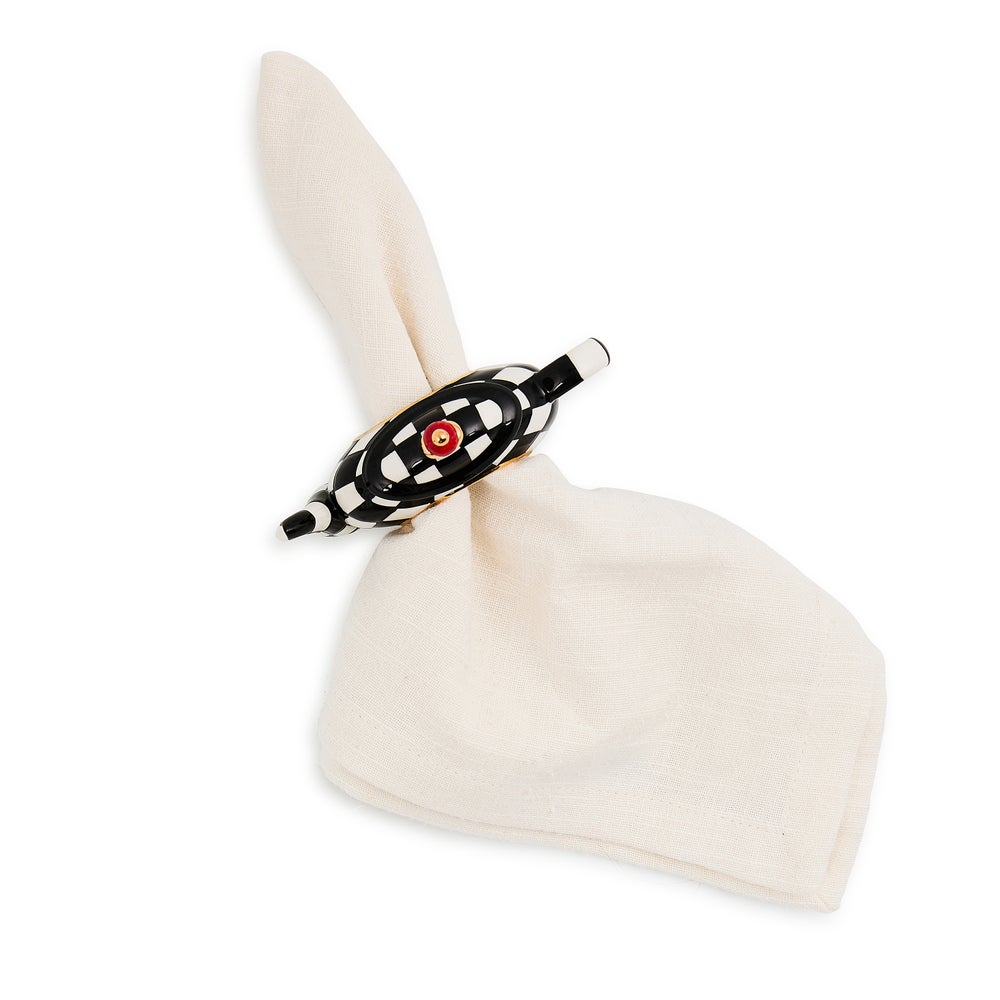 MacKenzie-Childs Courtly Check Teapot Napkin Rings, Set of 4 - Image 2