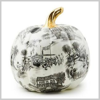MacKenzie-Childs Fall Pumpkin Collection-Black Toile Pumpkin-Large