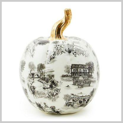 MacKenzie-Childs Fall Pumpkin Collection-Black Toile Pumpkin-Small