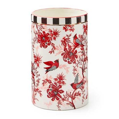 MacKenzie-Childs Holiday- Cardinal Toile Short Vase