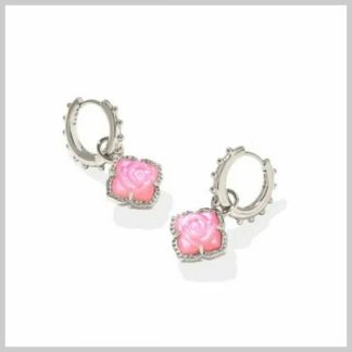 Kendra Scott Mallory Rose Huggie Earrings in Rhodium, Blush, Ivory
