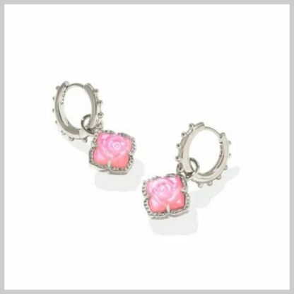 Kendra Scott Mallory Rose Huggie Earrings in Rhodium, Blush, Ivory