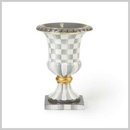 MacKenzie-Childs Sterling Check Pedestal Tabletop Urn