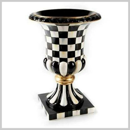 MacKenzie-Childs Courtly Check Pedestal Tabletop Urn