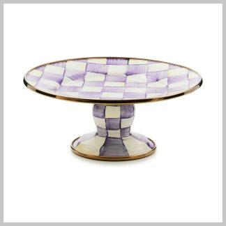 MacKenzie-Childs Violet Check Mini Pedestal Platter