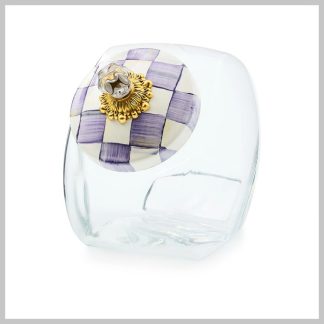 MacKenzie-Childs Violet Check Sweets Jar with Lid