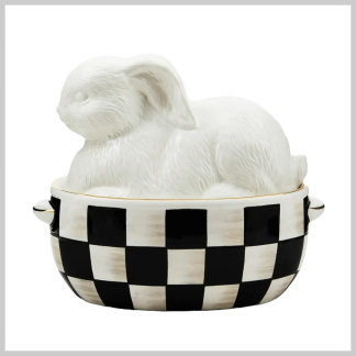 MacKenzie-Childs White Rabbit Ceramic Lidded Dish