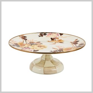 MacKenzie-Childs Wild Rose White Pedestal Platter-Small