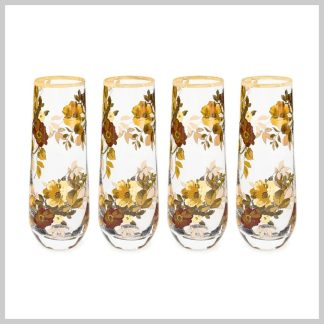 MacKenzie-Childs Fall Collection-Wild Rose Flute Set of 4