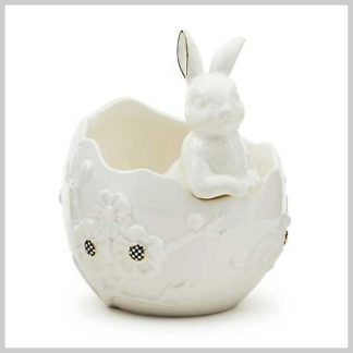 MacKenzie-Childs White Rabbit Ceramic Cracked Egg Bowl