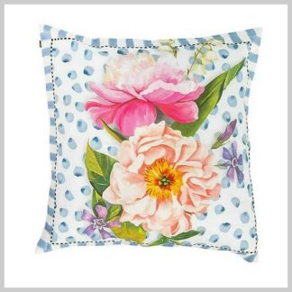 MacKenzie-Childs Wildflowers Blue Throw Pillow