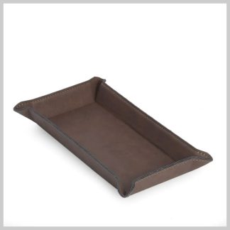 BeyBerk International Rectangular Valet in Rustic Brown Leatherette