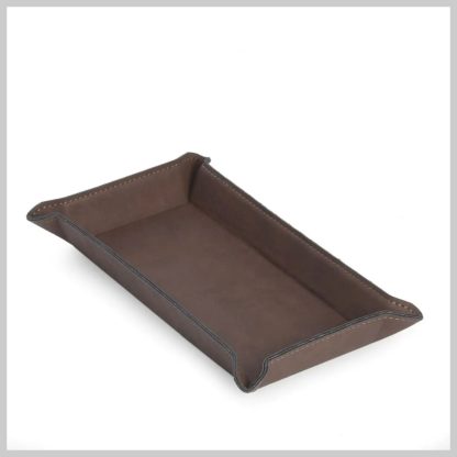 BeyBerk International Rectangular Valet in Rustic Brown Leatherette