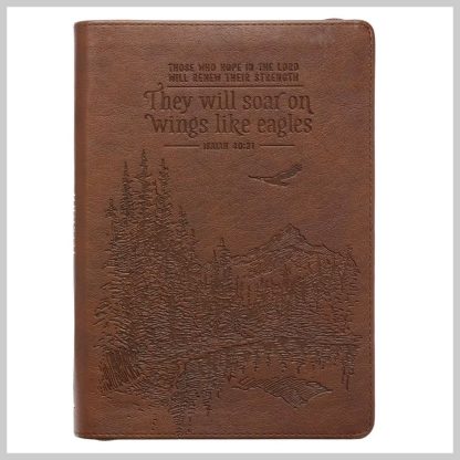 Christian Art Gifts Journal Classic Zip Brown They Will Soar Isa. 40:31