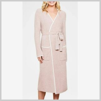 Barefoot Dreams Contrast Ribbed Robe Willow Pearl L-XL