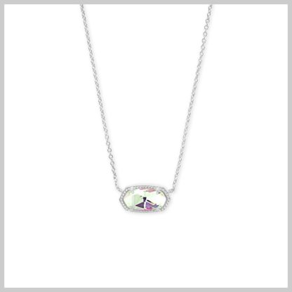 Kendra Scott Elisa Short Pendant Necklace-Rhodium Dichroic Glass