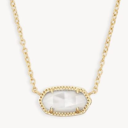 Kendra Scott Elisa Short Pendant Necklace-Gold with Ivory Mother of Pearl