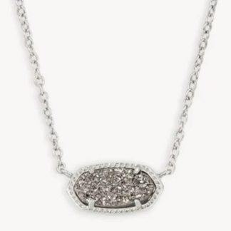 Kendra Scott Elisa Short Pendant Necklace-Rhodium Platinum Drusy
