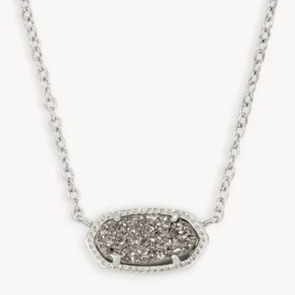 Kendra Scott Elisa Short Pendant Necklace-Rhodium Platinum Drusy