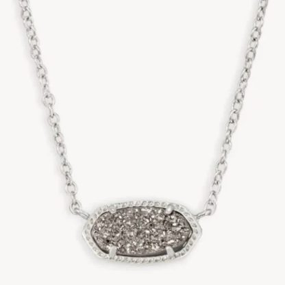 Kendra Scott Elisa Short Pendant Necklace-Rhodium Platinum Drusy