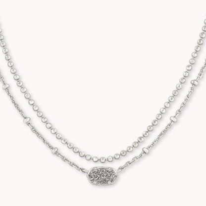 Kendra Scott Emilie Multi Strand Necklace-Rhodium Platinum Drusy