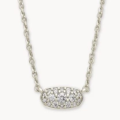 Kendra Scott Grayson Silver Pendant Necklace in White Crystal
