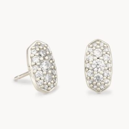 Kendra Scott Grayson Silver Stud Earings-Rhodium Crystal