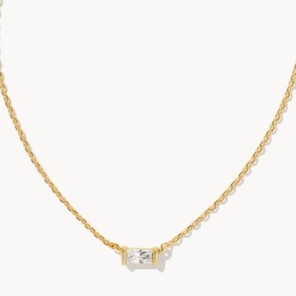 Kendra Scott Juliette Pendant Necklace-Gold with White Crystal