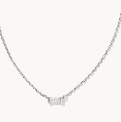 Kendra Scott Juliette Pendant Necklace-Rhoidum White Crystal