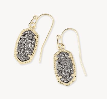 Lee Gold Drop Earrings in Platinum Drusy