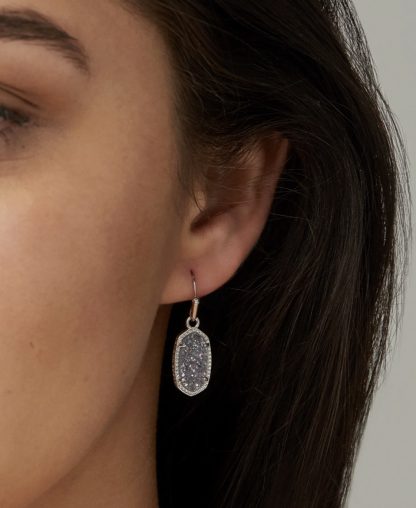 Lee Gold Drop Earrings in Platinum Drusy