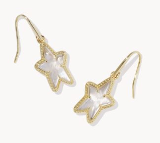 Ada Star Small Drop Earrings in Gold, Ivory, and Mother of Pearl
