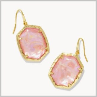 Kendra Scott Daphne Drop Earrings in Gold and Pink Iridescent Abalone
