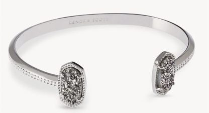 Elton Silver Cuff Bracelet in Platinum Drusy