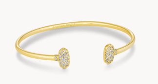 Grayson Gold Cuff Bracelet in White Crystal