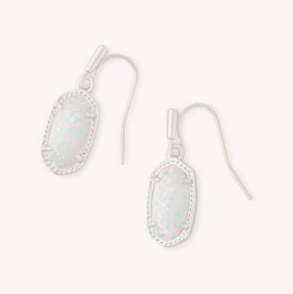 Drop Earrings in Rhodium and Opal