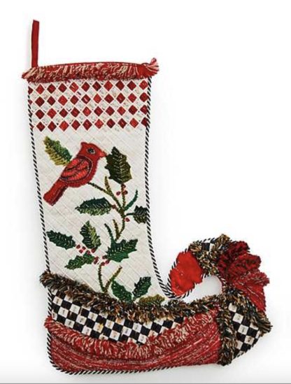 MacKenzie Childs Christmas Cardinal Stocking