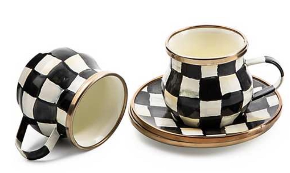 MacKenzie-Childs Country Check Espresso Cup And Saucer Set Setting