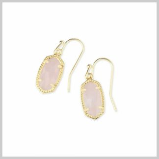 Kendra Scott Lee Earrings in Gold and Rose Quartz