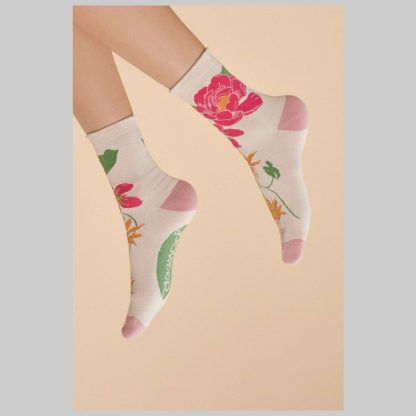 Powder Design Bamboo Socks-Tropical Flora in Coconut
