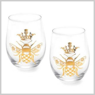 MacKenzie-Childs Queen Bee Stemless Wine Glass