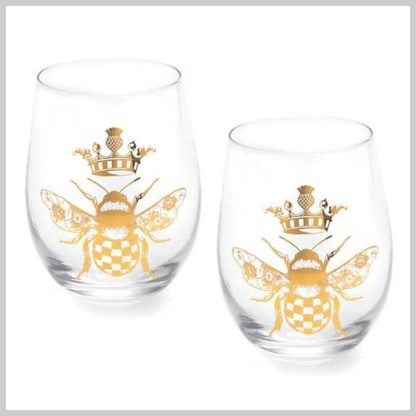 MacKenzie-Childs Queen Bee Stemless Wine Glass