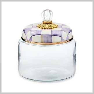 MacKenzie-Childs Violet Check Small Kitchen Canister